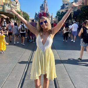 Free People, yellow backless sundress